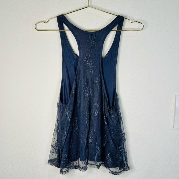 Active Basic Women's Gray Lace Racerback Tank Top Small Flowy Boho Chic - Picture 6 of 15